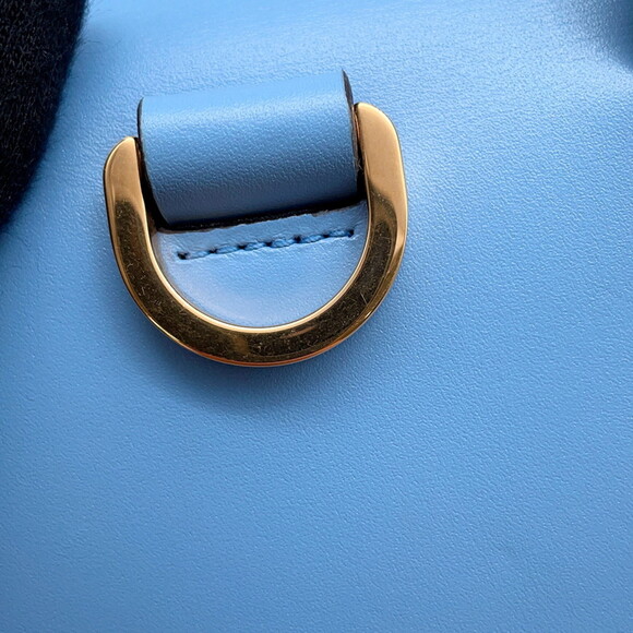 GUCCI Blue Leather Bamboo Shoulder Bag - Picture 10 of 16